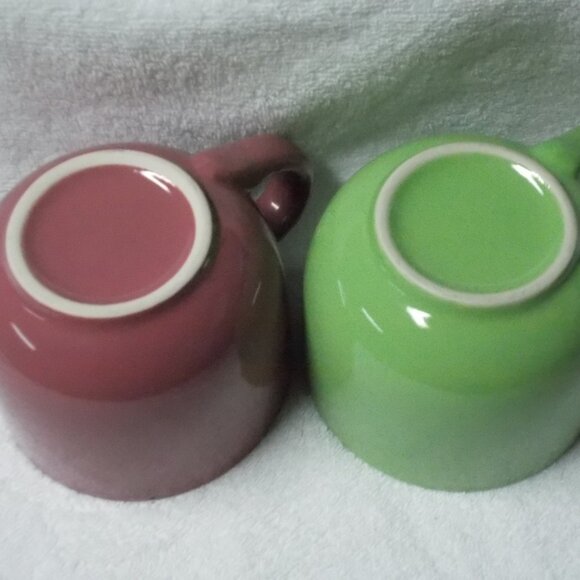 Set of 2 jumbo rose and green mugs - Picture 4 of 4
